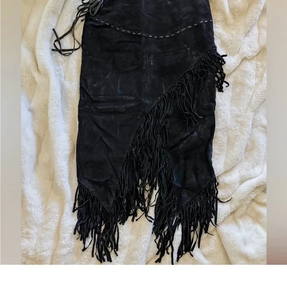Scully Fringe Suede/Leather Midi Skirt - Picture 4 of 8
